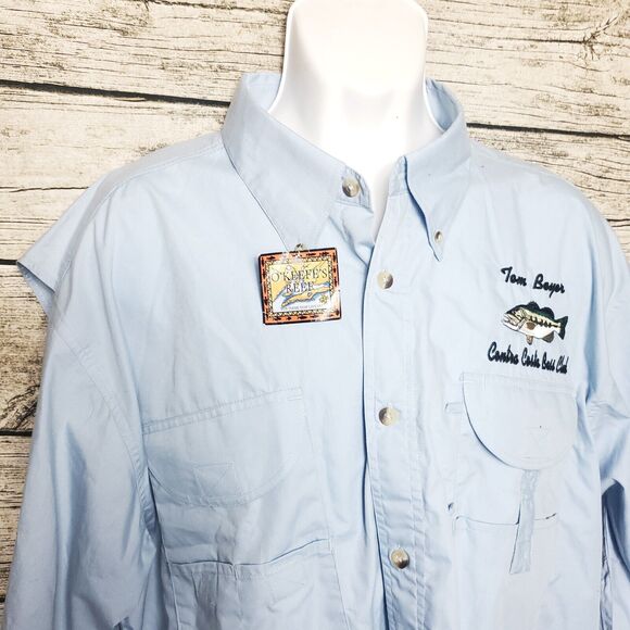 O'KEEFE'S REEF Tom Beyer Centro Costa Boss Club Light Blue Fishing Shirt Size XL - Picture 2 of 10